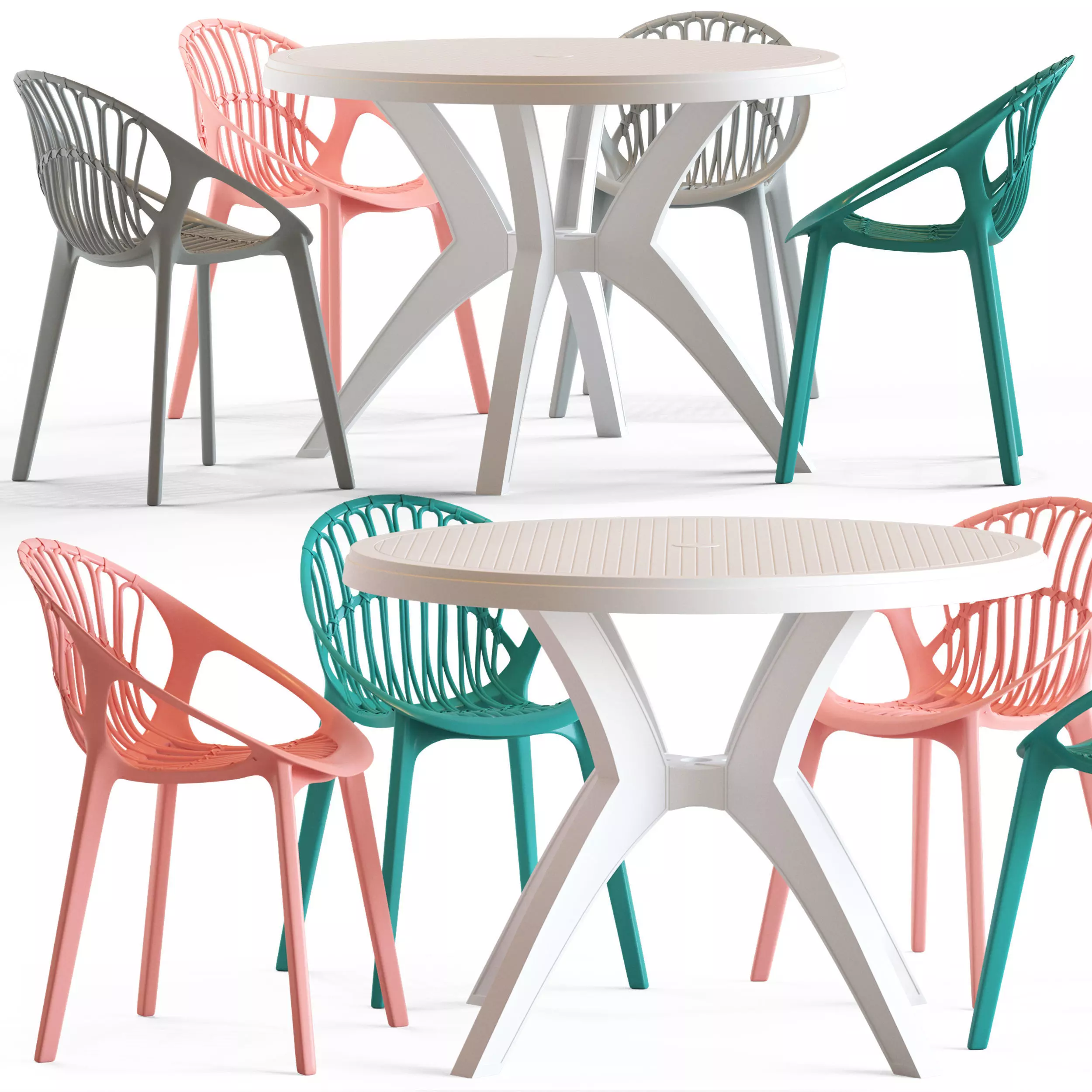 Loftdesigne Chairs and Ibiza Table Plastic Resin 3D model