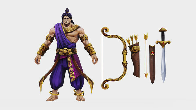 Man Archer Male Indian God Hero Boss Lowpoly Low-poly 3D model