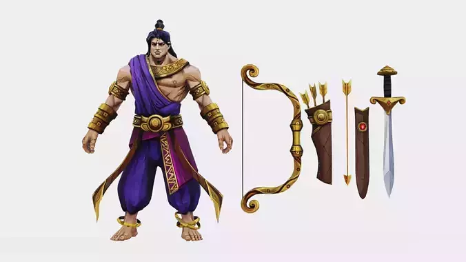 Man Archer Male Indian God Hero Boss Lowpoly Low-poly 3D model