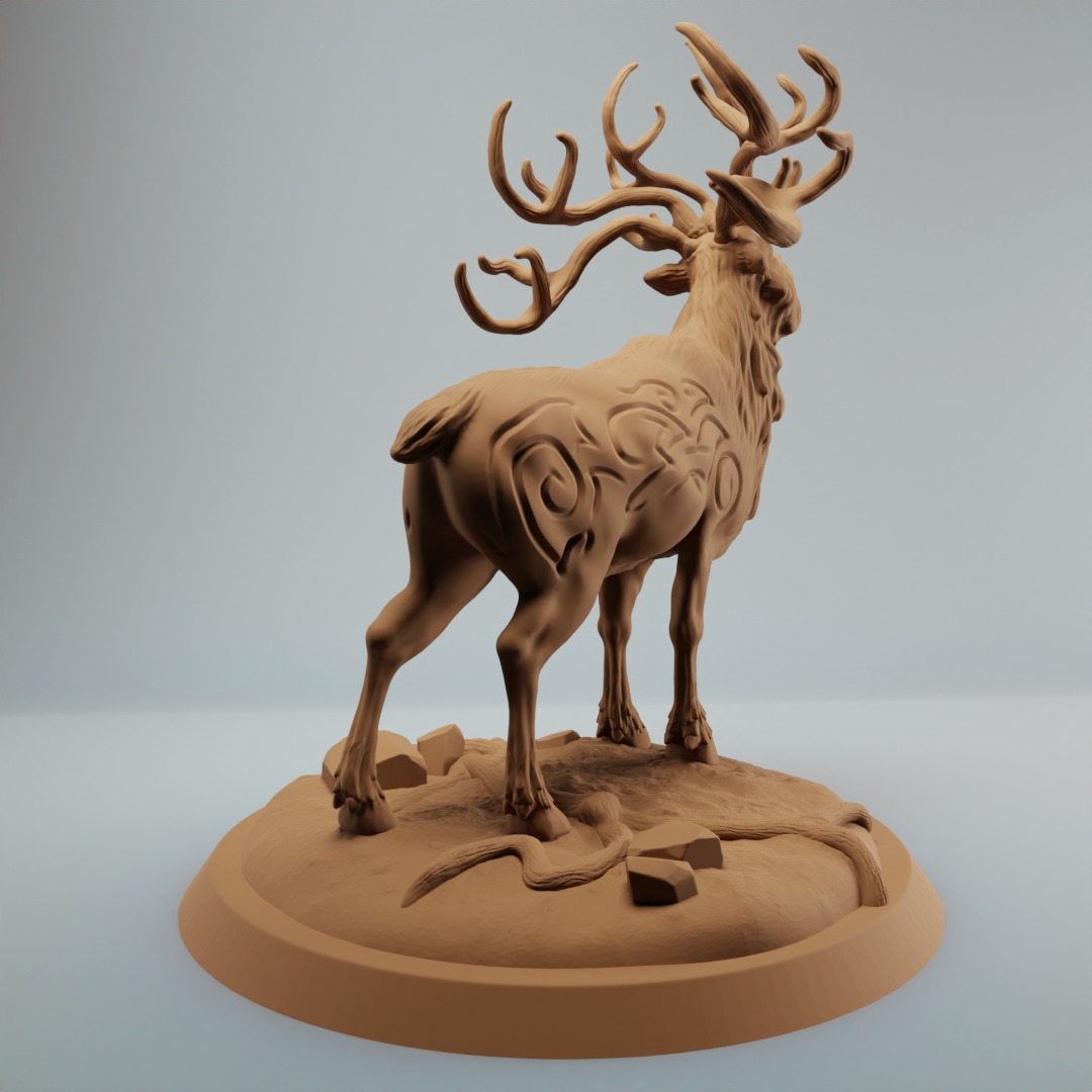Ancient Rune Deer Fantasy Stag - Pre supported 3D print model_2