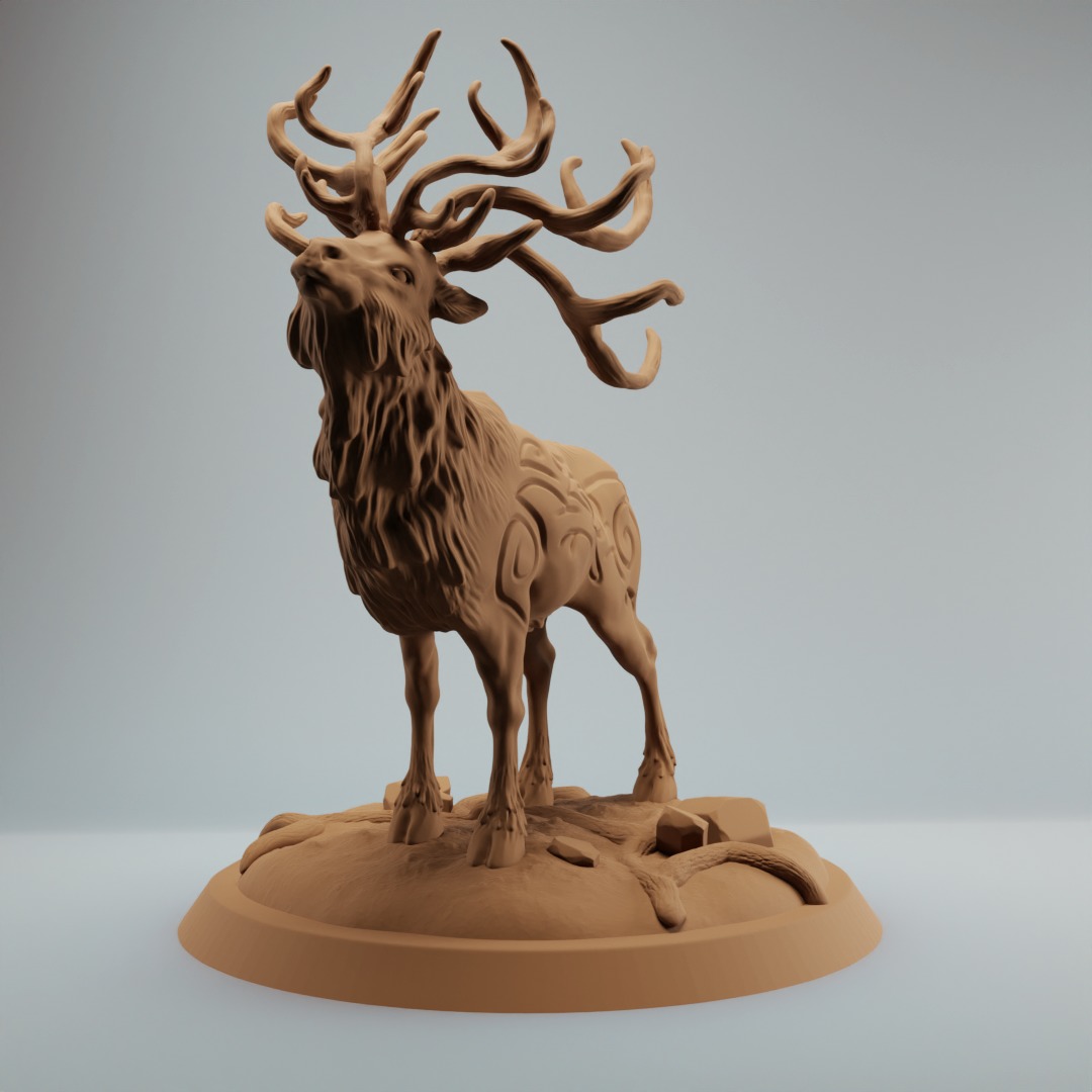 Ancient Rune Deer Fantasy Stag - Pre supported 3D print model_1