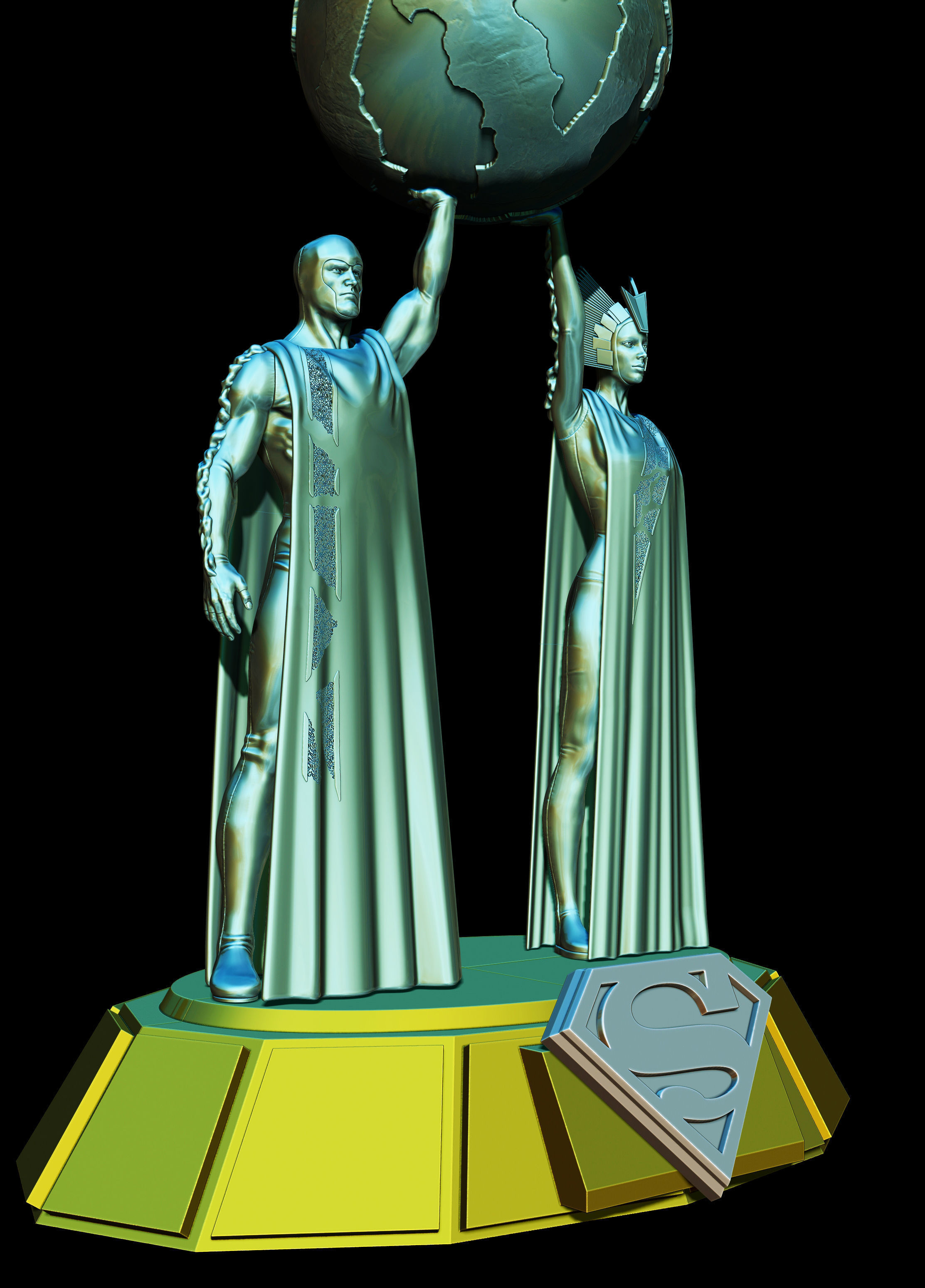 Jor-el and Lara statue - Superman Fortress of Solitude 3D print 3D print model_1