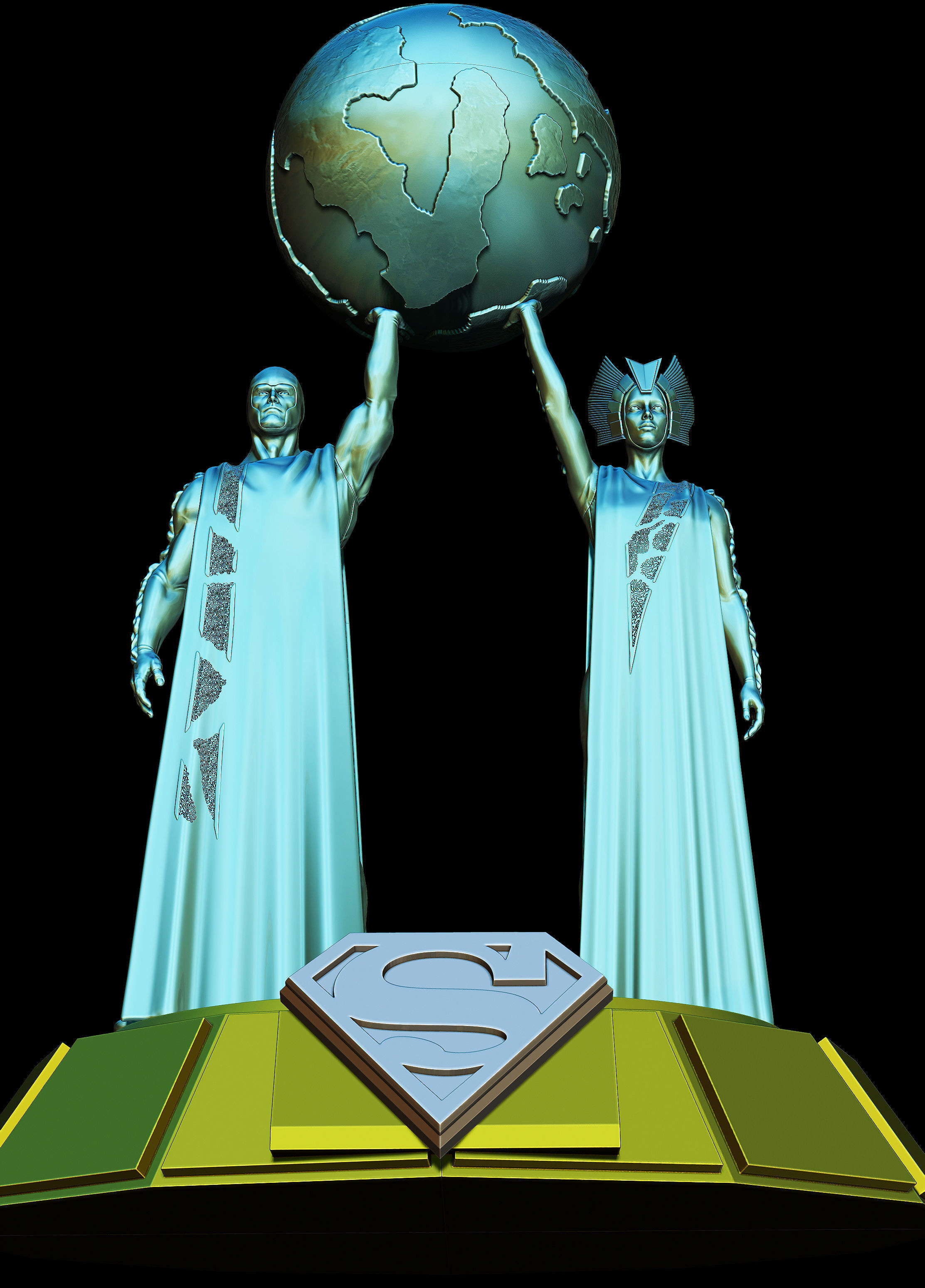 Jor-el and Lara statue - Superman Fortress of Solitude 3D print 3D print model_3