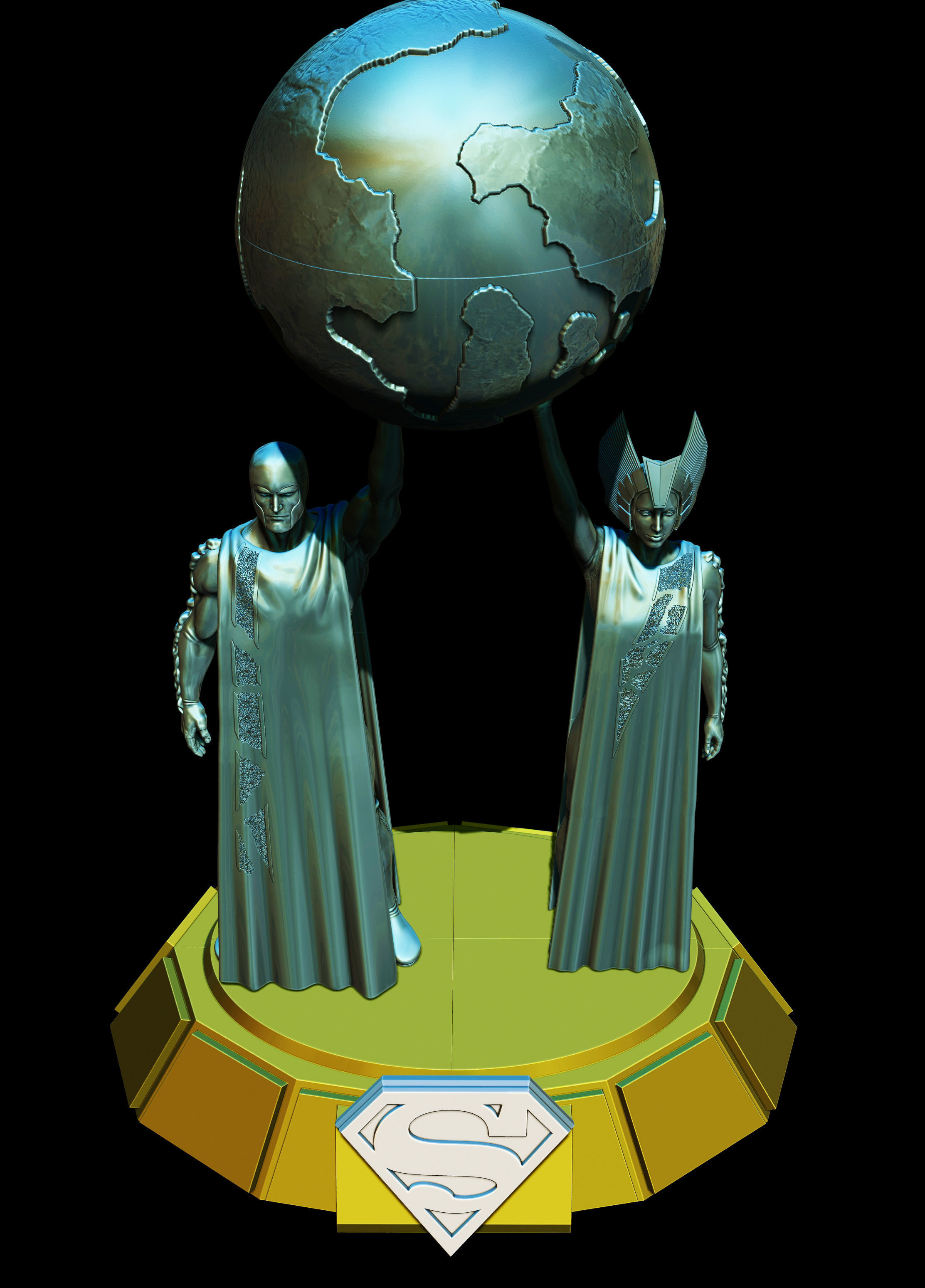 Jor-el and Lara statue - Superman Fortress of Solitude 3D print 3D print model_2