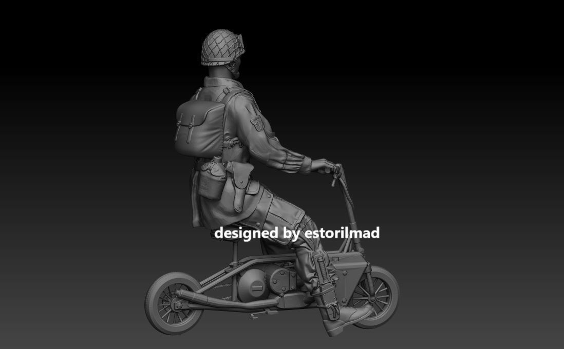 WW2 AMERICAN PARATROOPER MOUNTED ON WELBIKE 3D print model_2