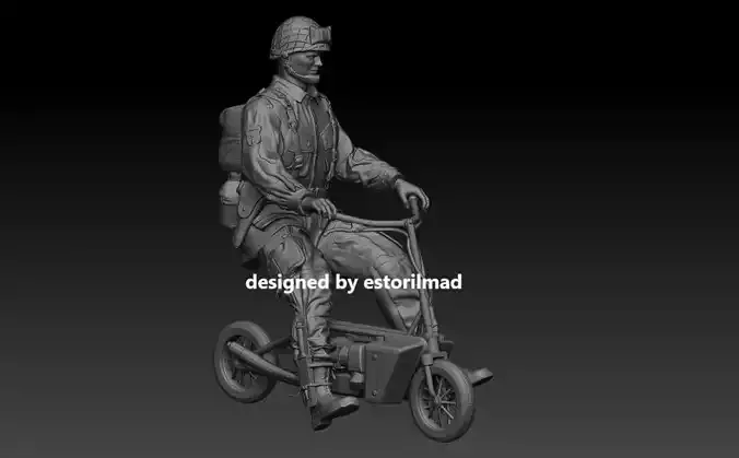 WW2 AMERICAN PARATROOPER MOUNTED ON WELBIKE