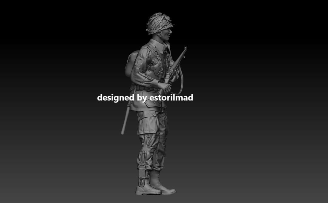 WW2 PARACAIDISTA AMERICANO 101 CON RIFLE 3D print model_2