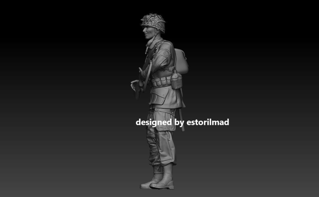 WW2 PARACAIDISTA AMERICANO 101 CON RIFLE 3D print model_1