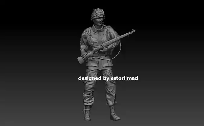 WW2 PARACAIDISTA AMERICANO 101 CON RIFLE 3D print model