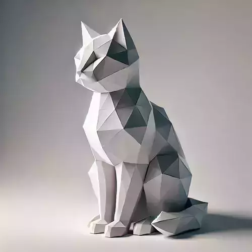 Low-Poly Cat Figurine 3D model