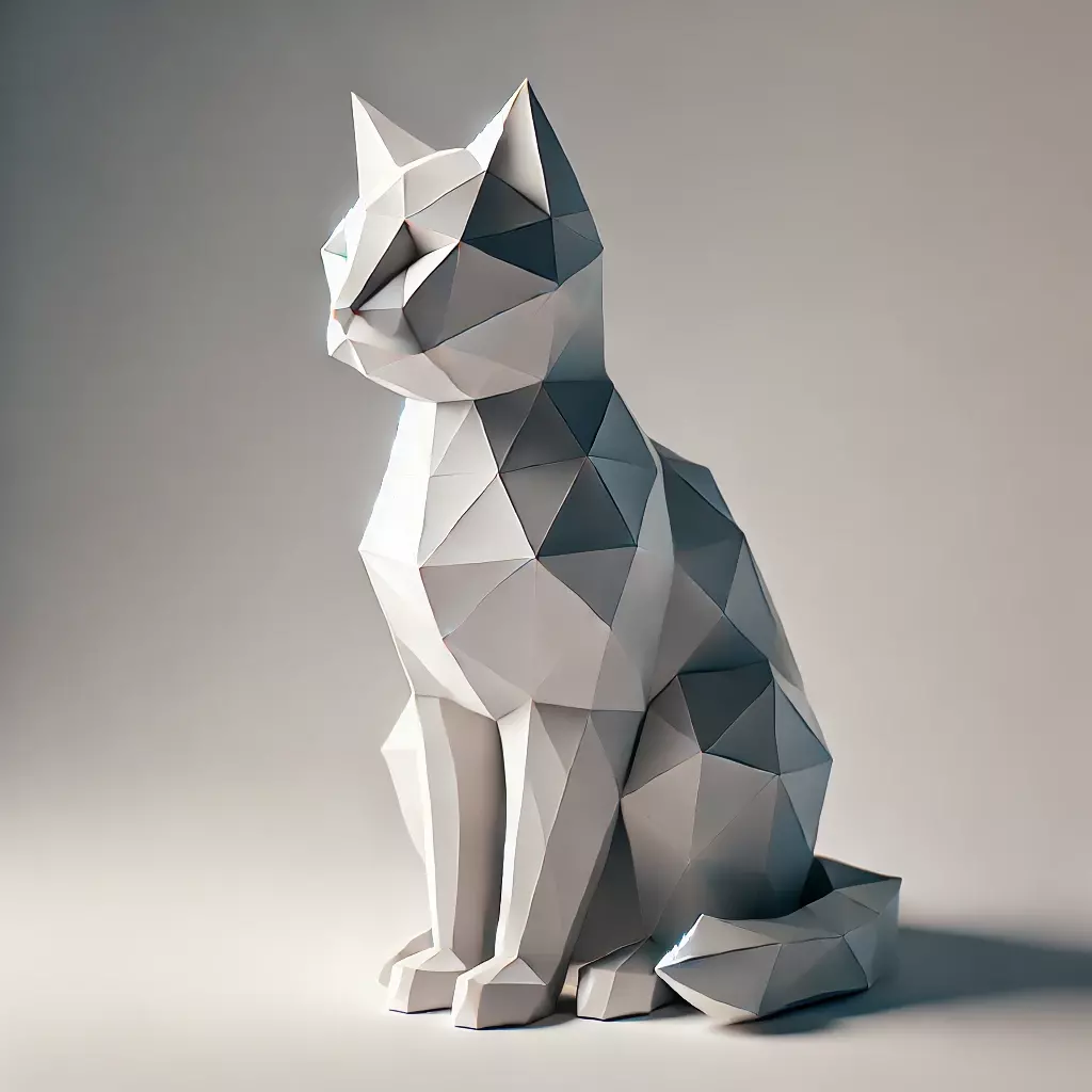 Low-Poly Cat Figurine 3D model_0