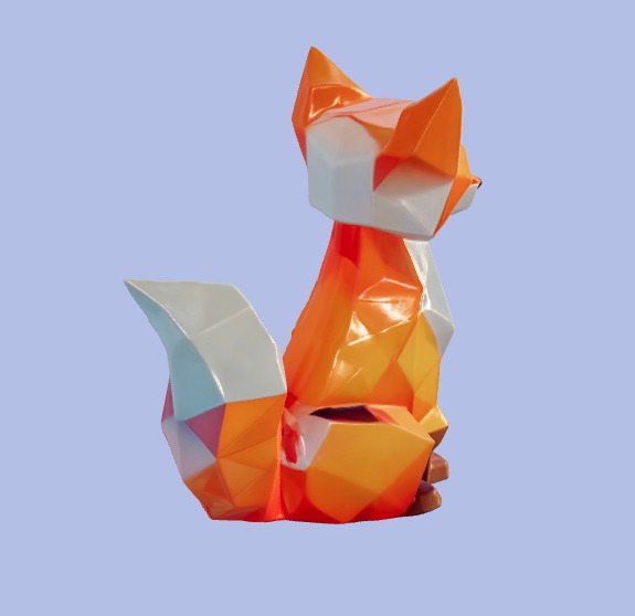 Low-Poly Fox Figurine 3D model_3