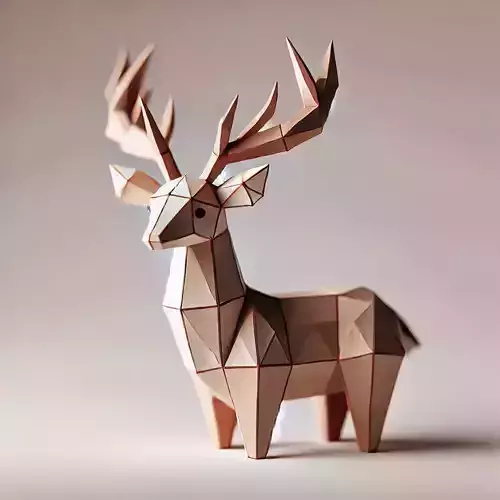 Low-Poly Deer Figurine 3D model