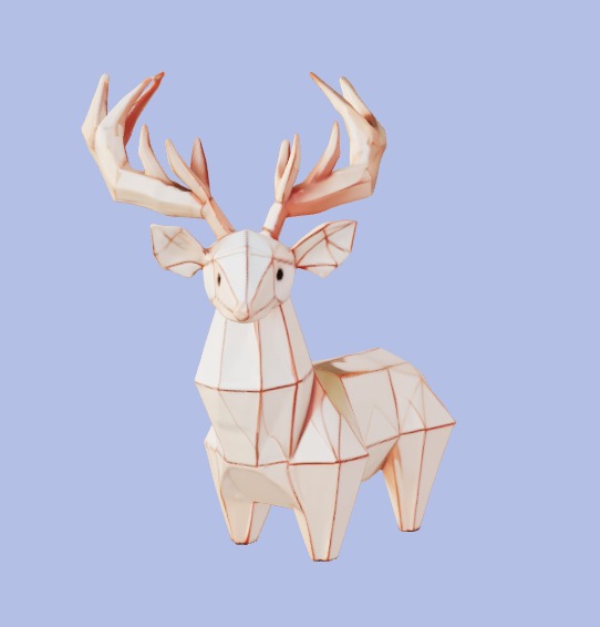 Low-Poly Deer Figurine 3D model_5