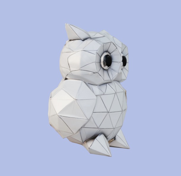 Low-Poly Owl Figurine 3D model_4
