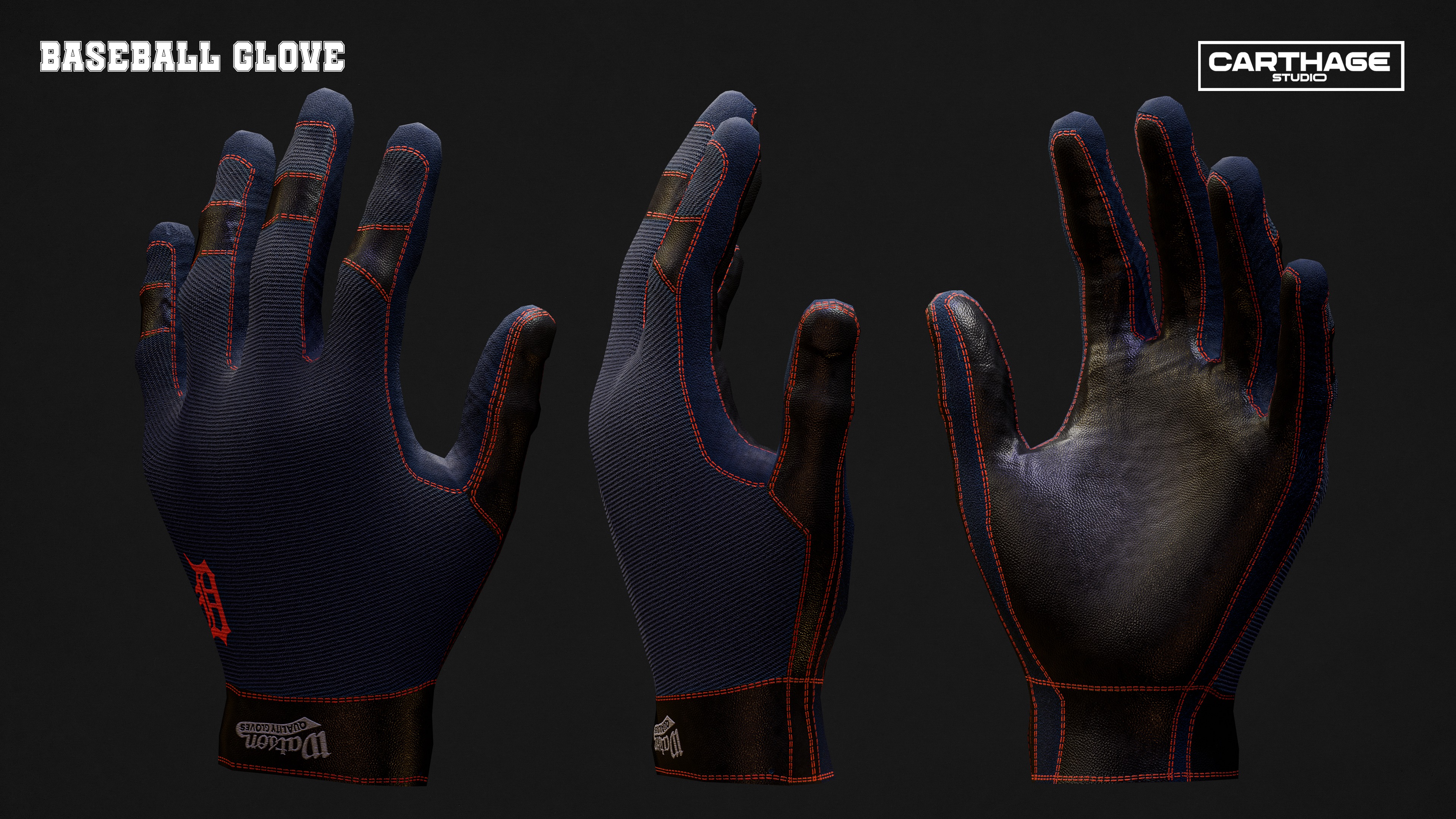 Detroit Tigers Character And Essential Baseball Equipment Low-poly 3D model_13