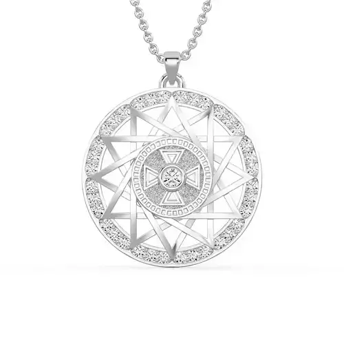 Round pendant with stones and a cross in the center