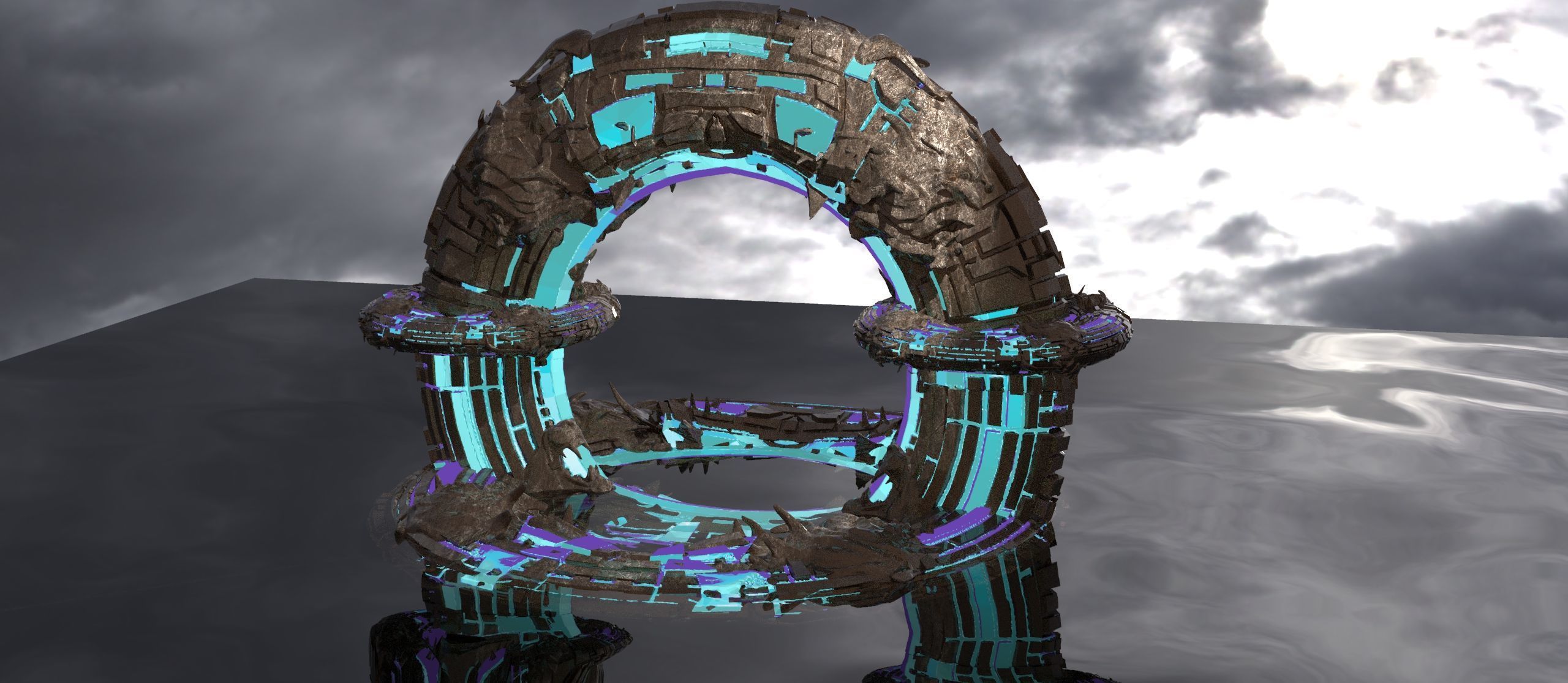 Sci fi Techno gate 5 3D model_1