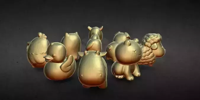 farmyard animals children toy all 8 together 3D print model