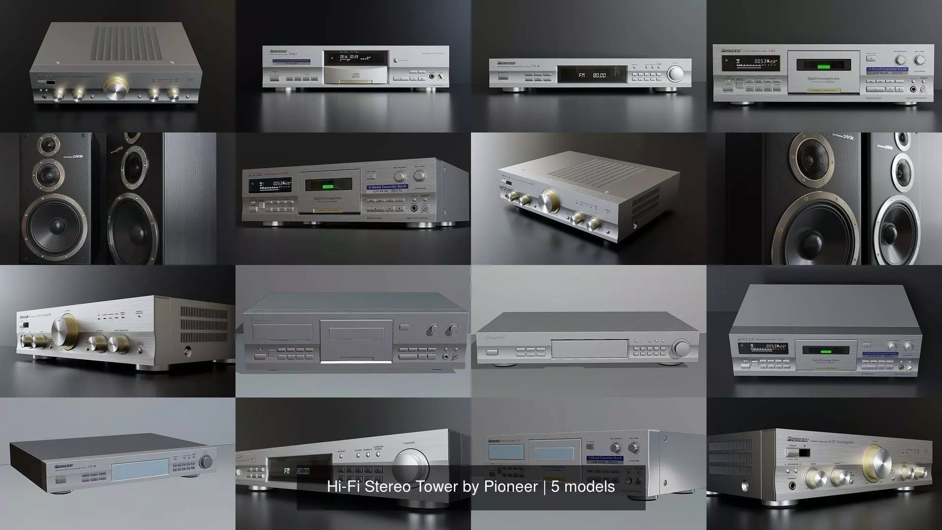 Hi-Fi Stereo Tower by Pioneer 3D Model Collection_1