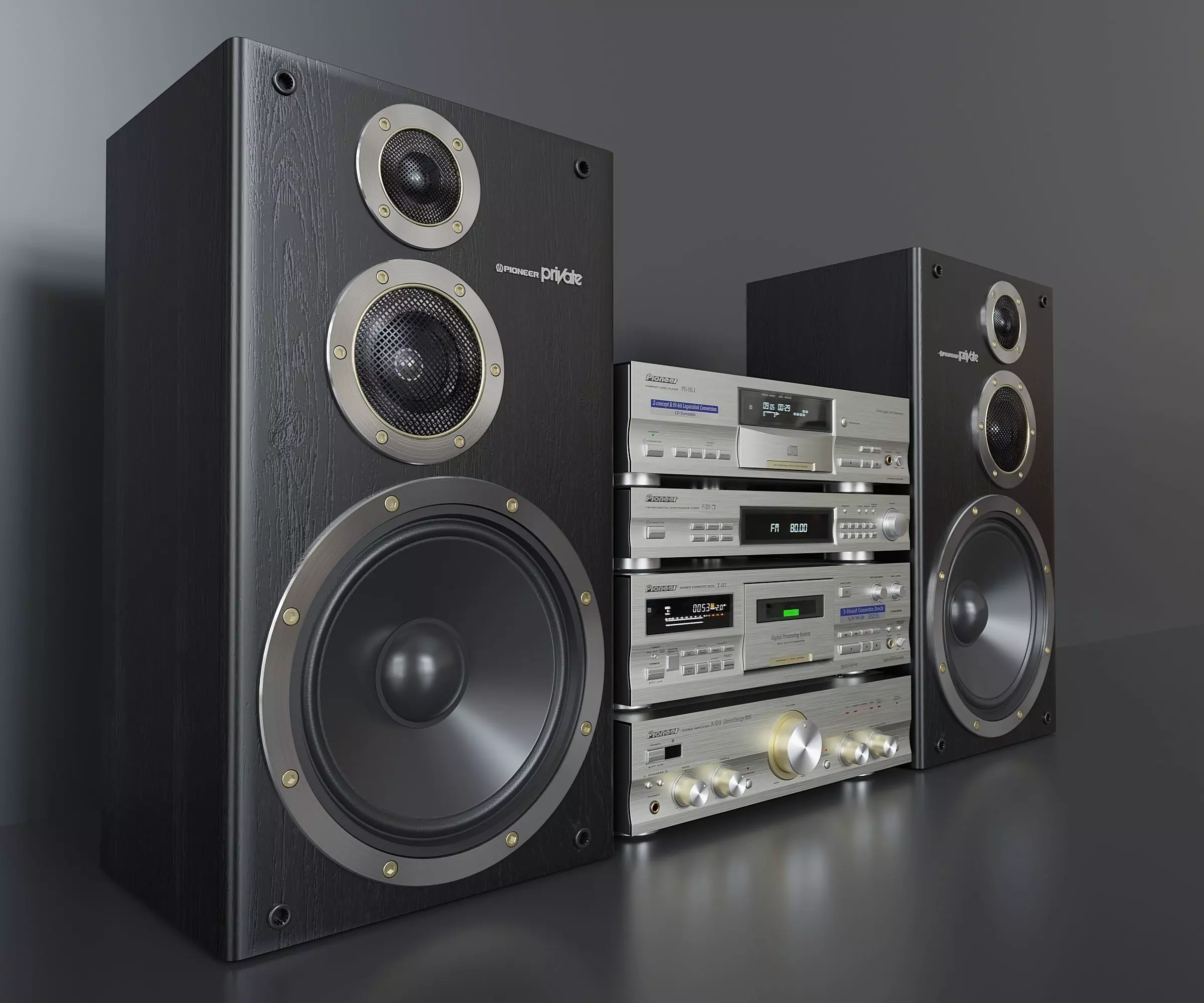 Hi-Fi Stereo Tower by Pioneer 3D Model Collection_0