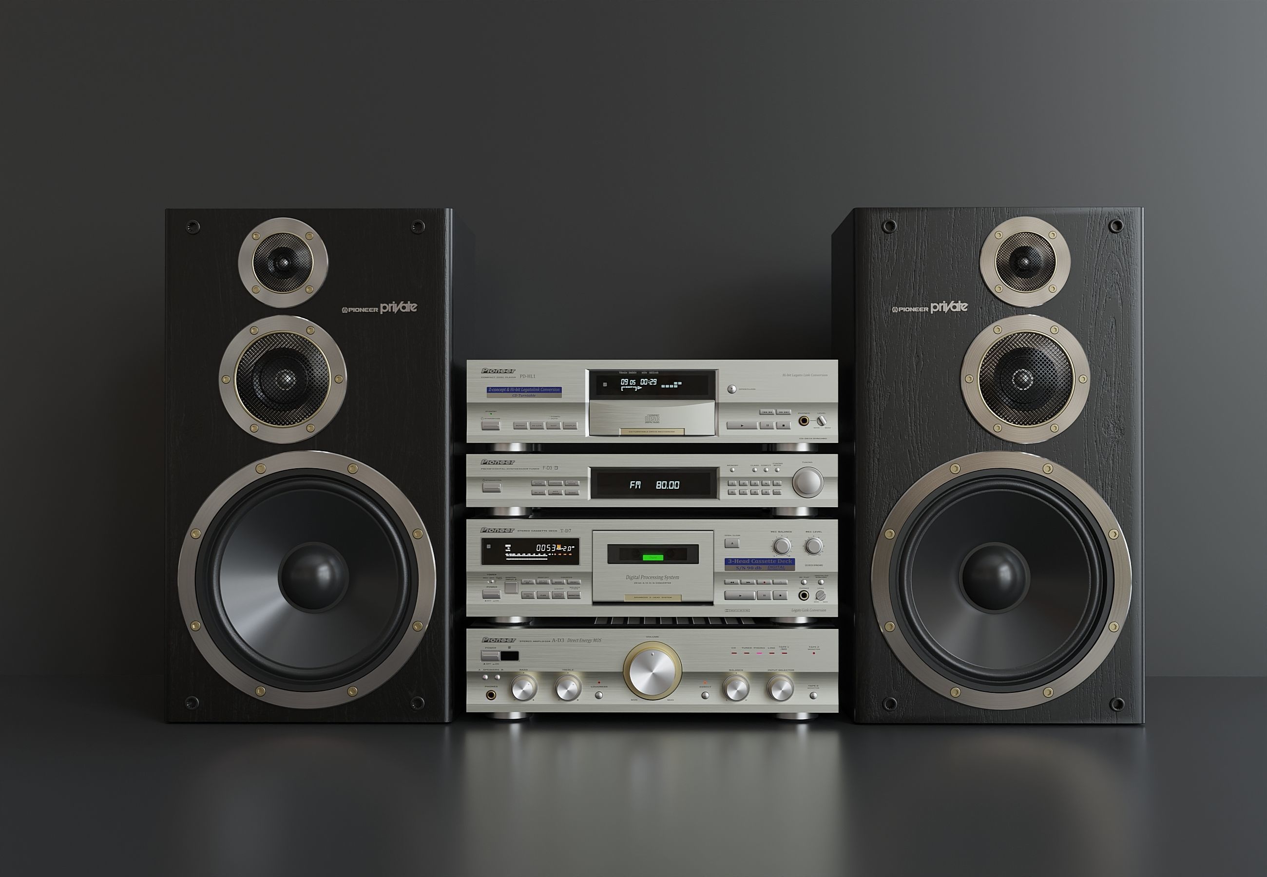 Hi-Fi Stereo Tower by Pioneer 3D Model Collection_2