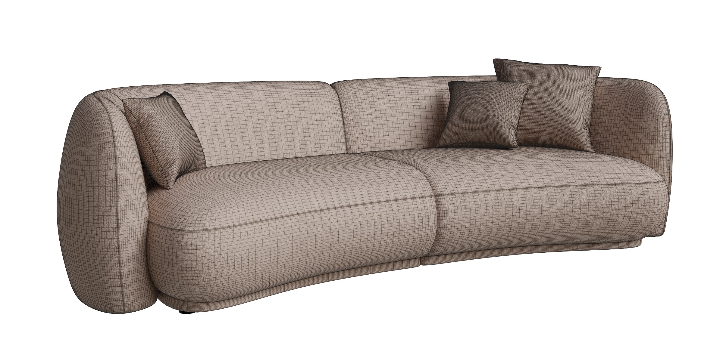 4 Seats Curved Sofa 3D model_3