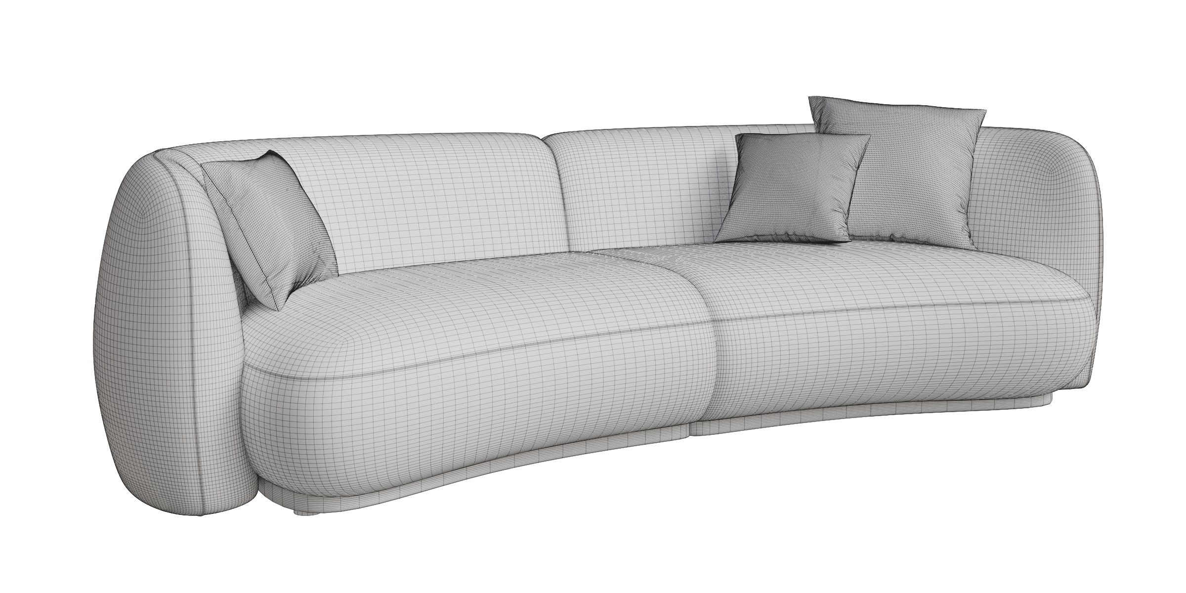 4 Seats Curved Sofa 3D model_2