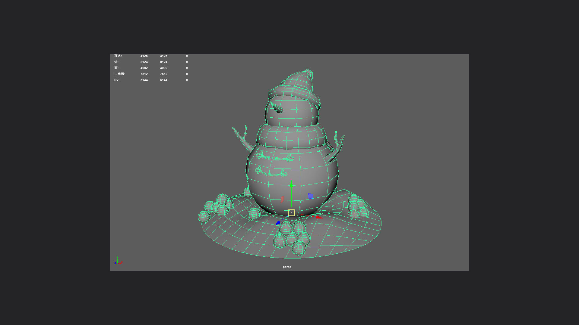 SnowMan 3D Model 001 Low-poly 3D model_10