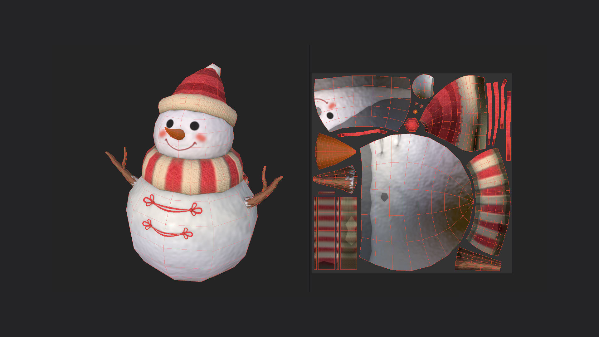 SnowMan 3D Model 001 Low-poly 3D model_9