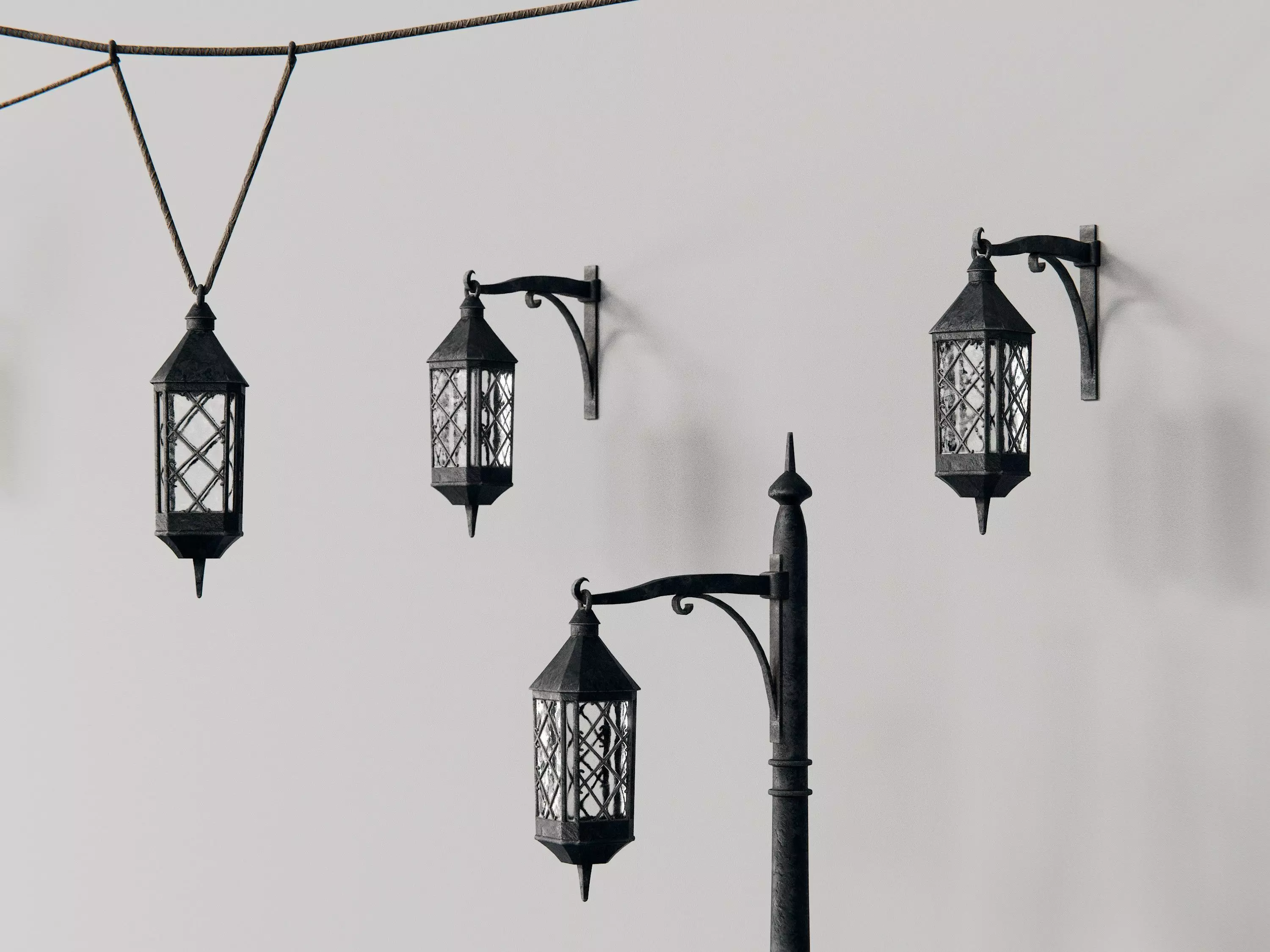 fancy old lanterns - asset pack 3D model