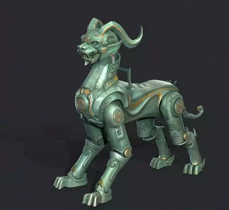Mechanical Lion Low Poly 3D Printable Model Low-poly 3D model_2