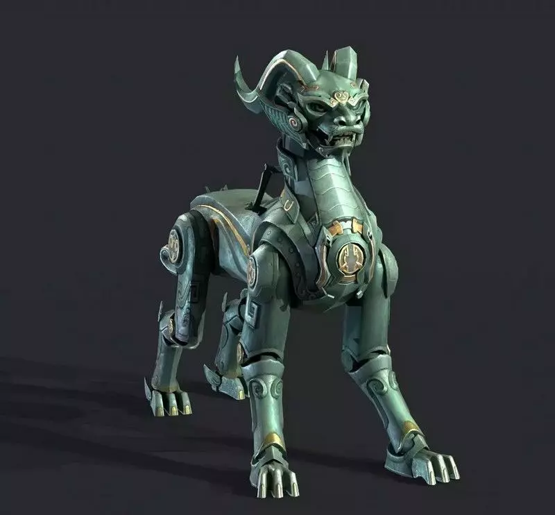 Mechanical Lion Low Poly 3D Printable Model Low-poly 3D model_1