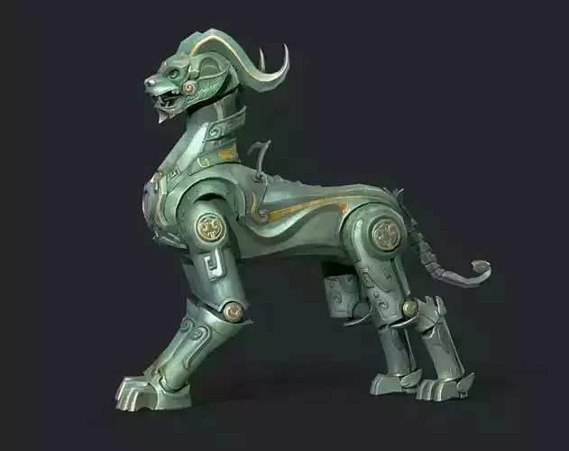 Mechanical Lion Low Poly 3D Printable Model