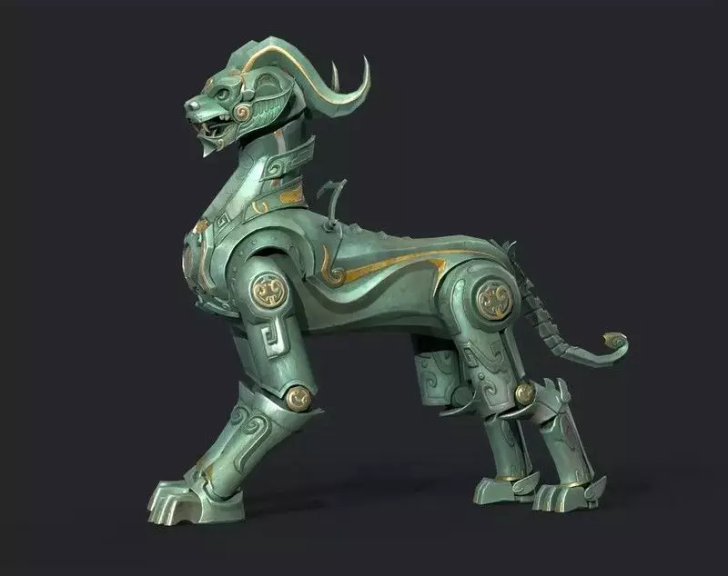 Mechanical Lion Low Poly 3D Printable Model Low-poly 3D model_0