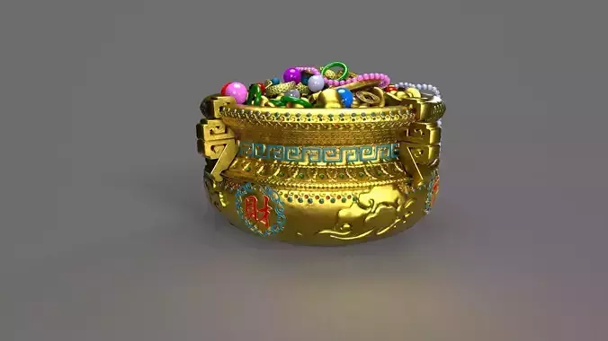 cornucopia - Gold Ingot coin bullion Low-poly 3D model