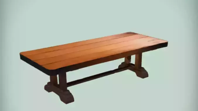 wooden dining table  3D Game Ready Model