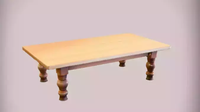 wooden dining table Game Ready 3D Model