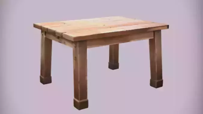 Rustic wooden table Game Ready 3D Model