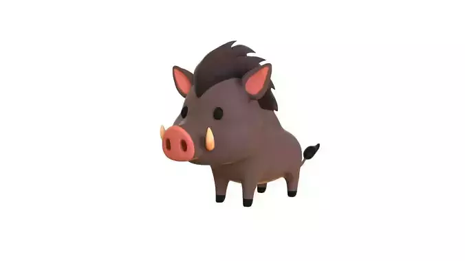 Cartoon Wild Boar Animal 02 