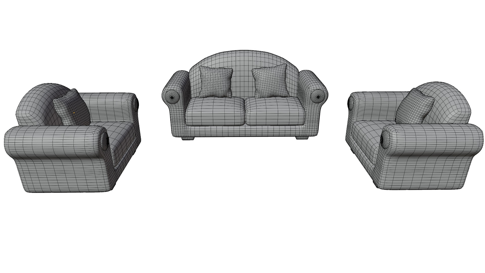 Sofa Set 01 Low-poly 3D model_10