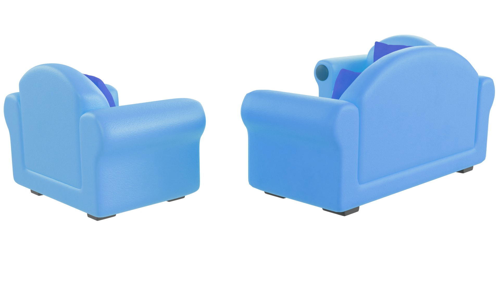 Sofa Set 01 Low-poly 3D model_4