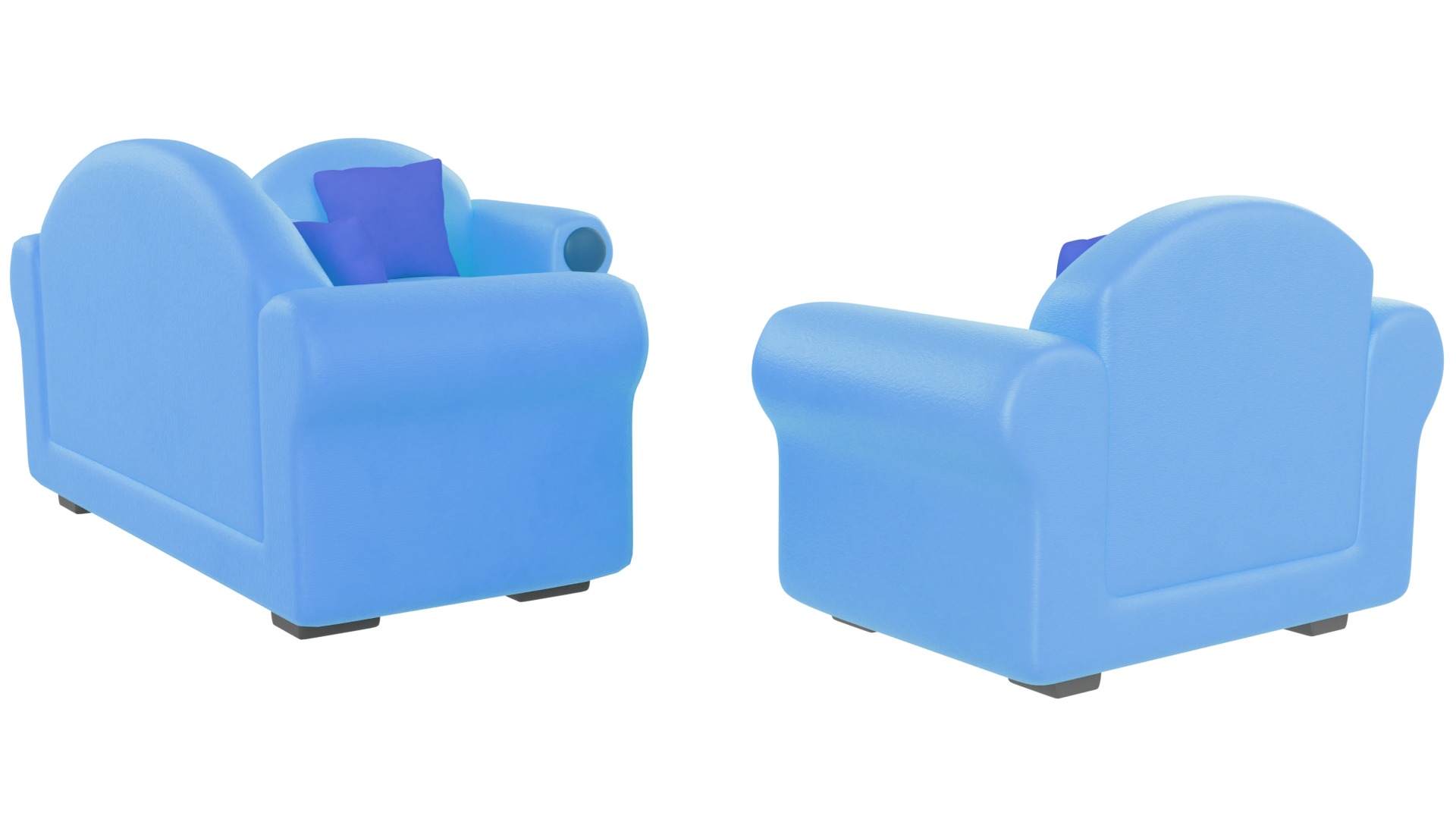 Sofa Set 01 Low-poly 3D model_6