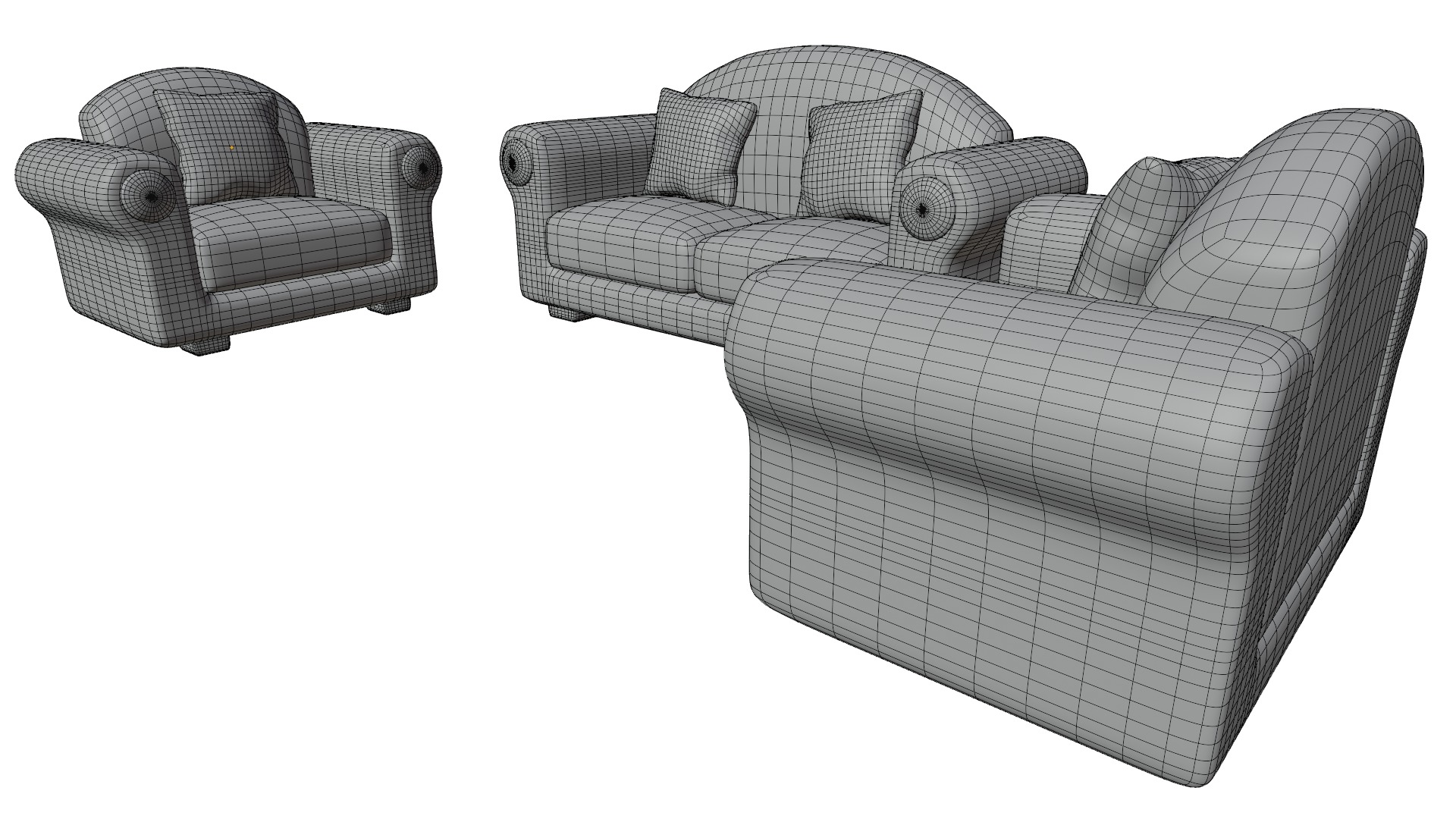 Sofa Set 01 Low-poly 3D model_11
