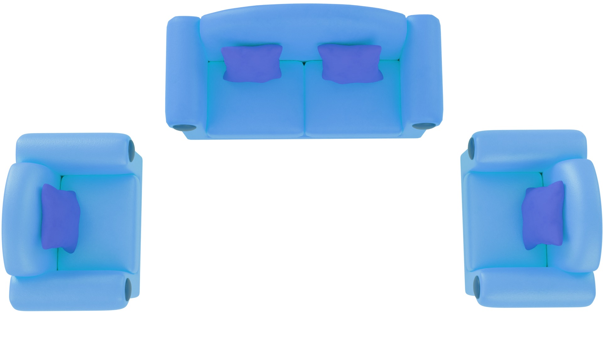 Sofa Set 01 Low-poly 3D model_8