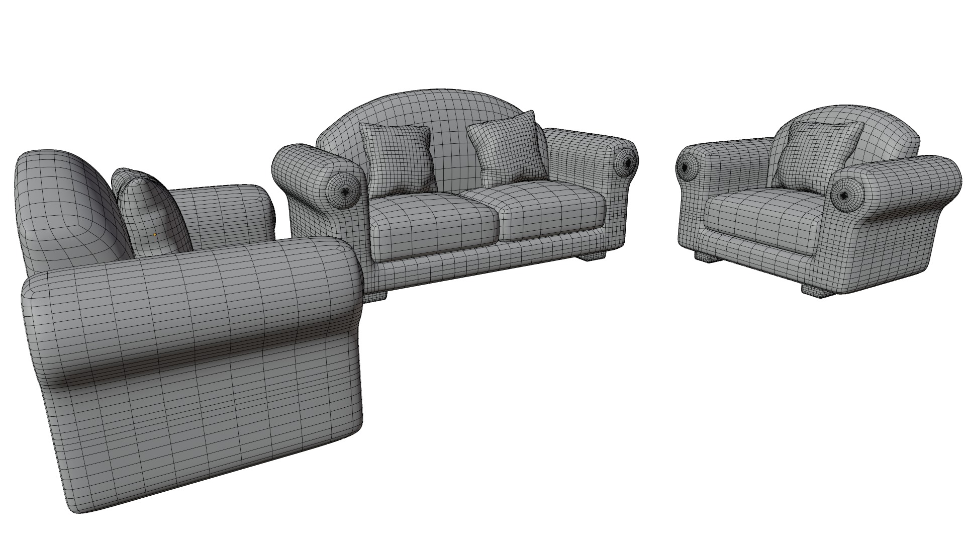 Sofa Set 01 Low-poly 3D model_9