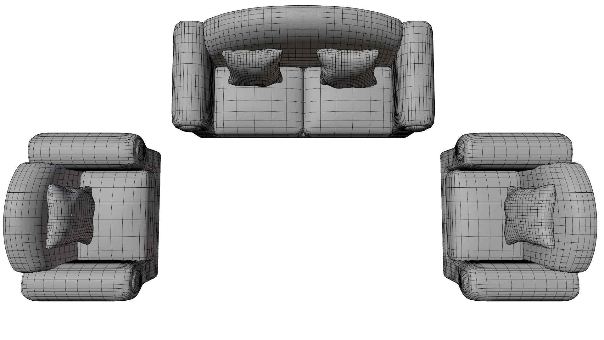Sofa Set 01 Low-poly 3D model_17