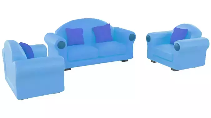 Sofa Set 01 Low-poly 3D model