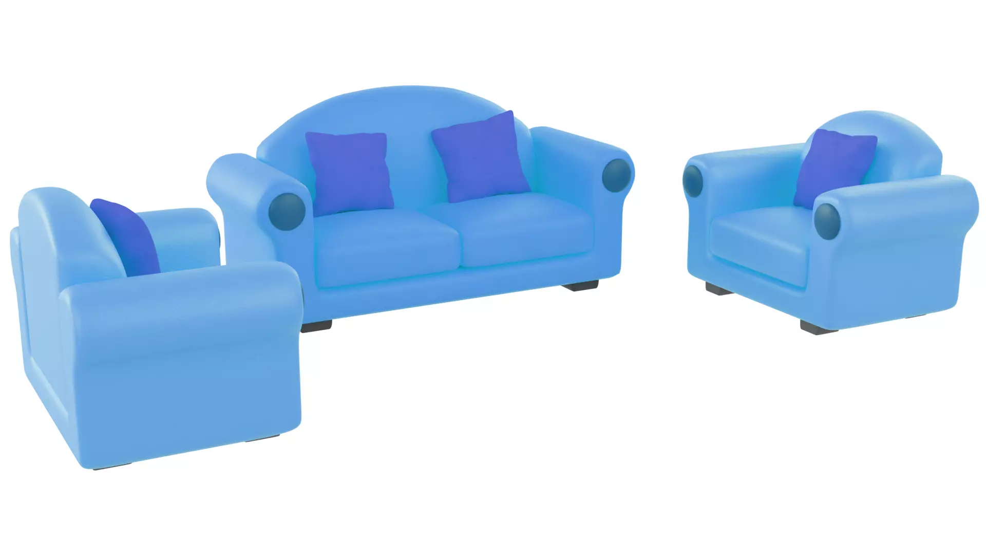 Sofa Set 01 Low-poly 3D model_0