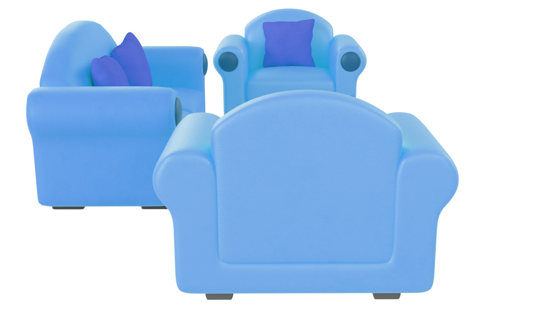 Sofa Set 01 Low-poly 3D model_7